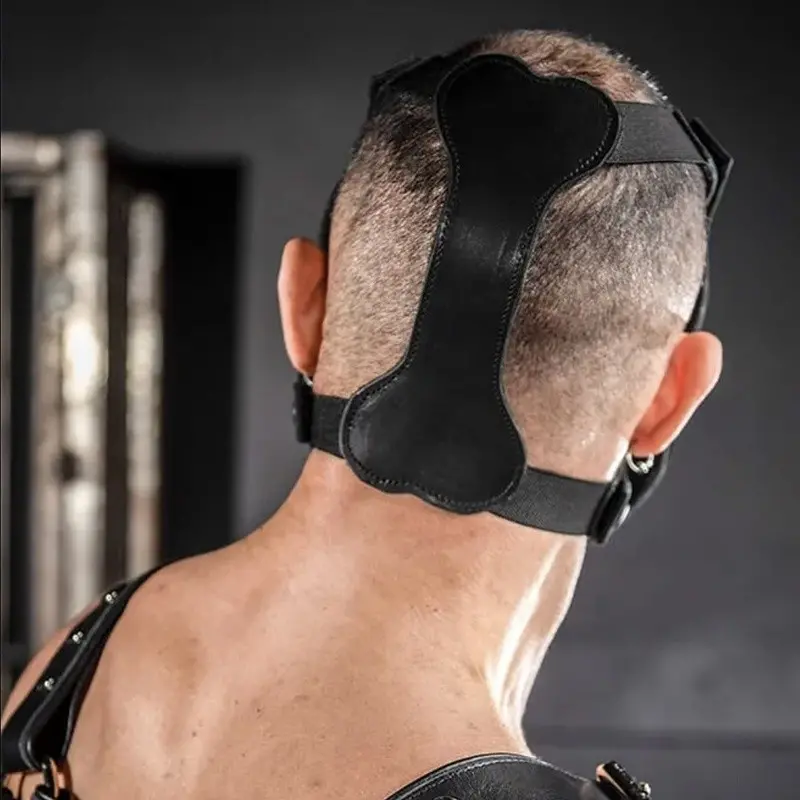 Puppy Muzzle Bone Hound Mr S Leather, offenes Leder Grau | Dark-Ink