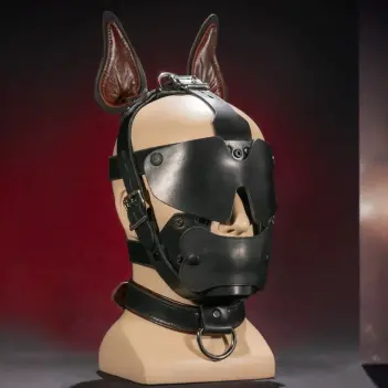 Bondage Dog Muzzle Mr S Leather, latigo leather 5-piece | Dark-Ink