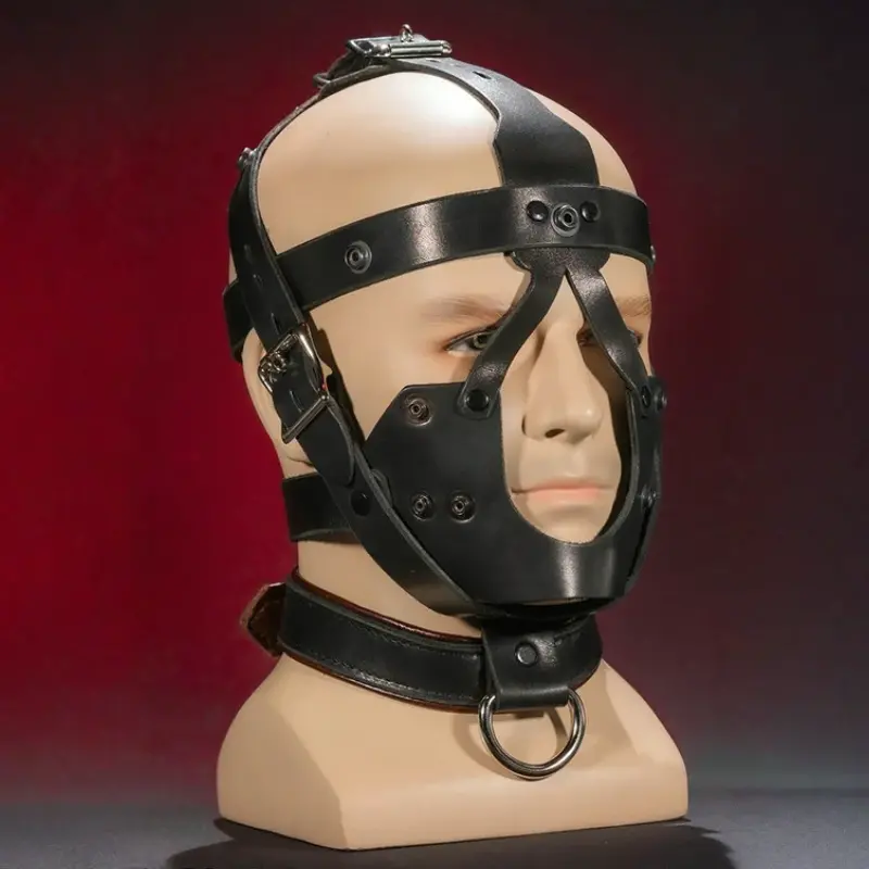 Bozal bondage dog Mr S Leather, cuero latigo 5 piezas | Dark-Ink