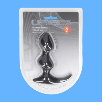 Full Double Ripple Silicone Prostate Massager - Black