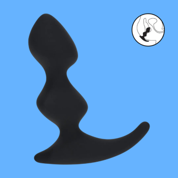 Full Double Ripple Silicone Prostate Massager - Black