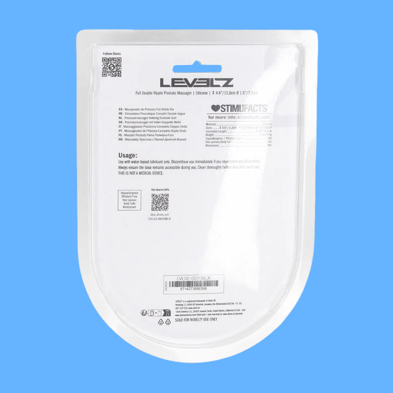 Full Double Ripple Silicone Prostate Massager - Black