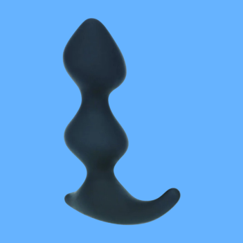 Full Double Ripple Silicone Prostate Massager - Black
