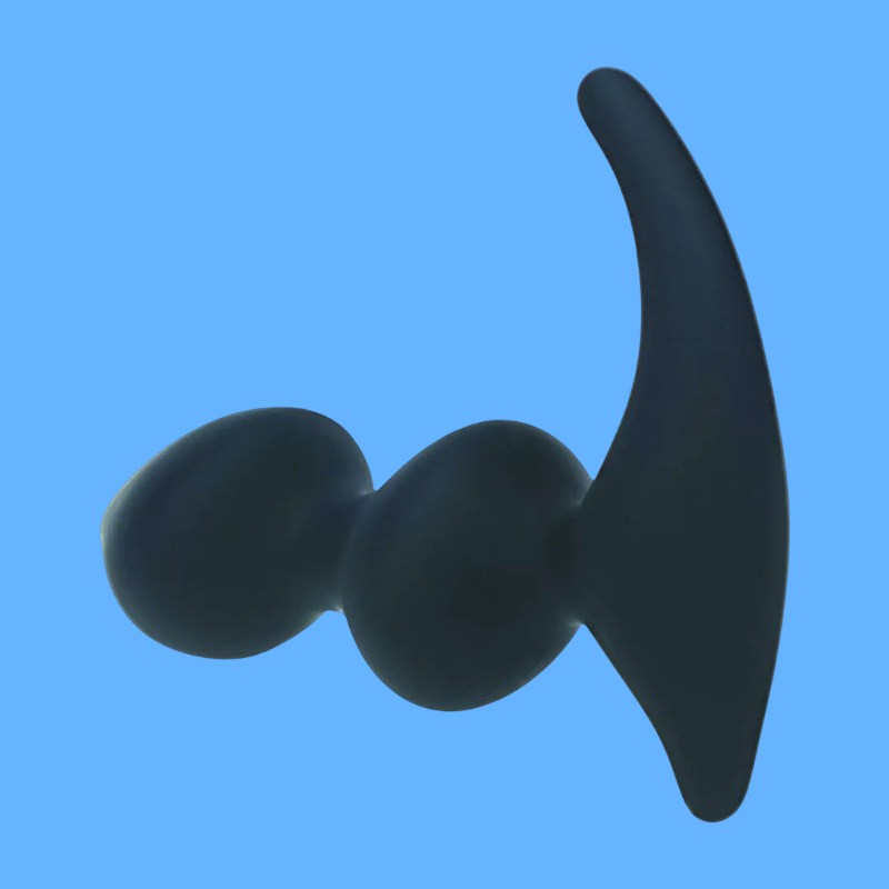 Full Double Ripple Silicone Prostate Massager - Black