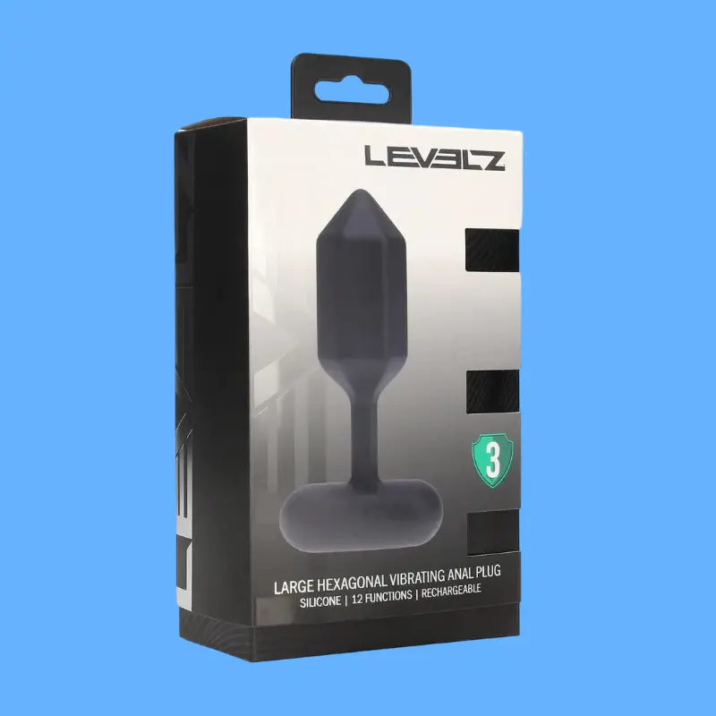 Plug anal vibrant hexagonal LEVELZ silicone noir | Dark-Ink