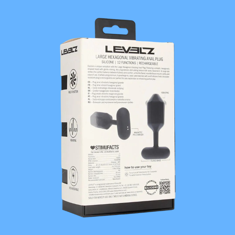 Hexagonal Vibrating Silicone Anal Plug Black