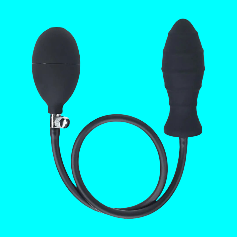 Plug anal inflable de silicona estriado