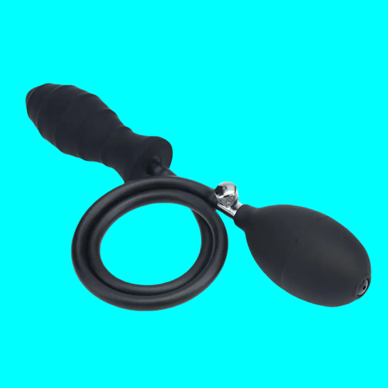 Plug anal inflable de silicona estriado