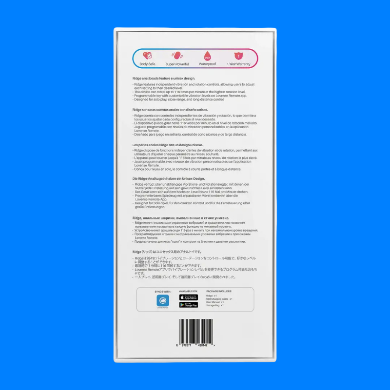 Ridge LoveSense – Perles anales rotatives et vibrantes connectées par app distance