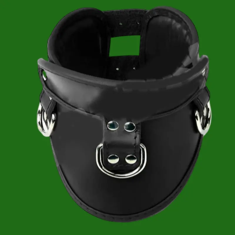 DARKLINE Leather Posture Collar, 12 cm, 3 D-rings | Dark-Ink