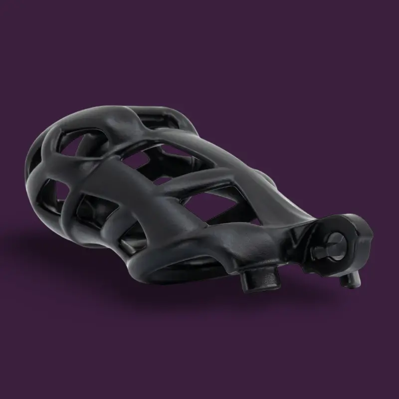 KINK3D Cobra N+ Chastity Cage, open, 2.5-3", 3D printed | Dark-Ink