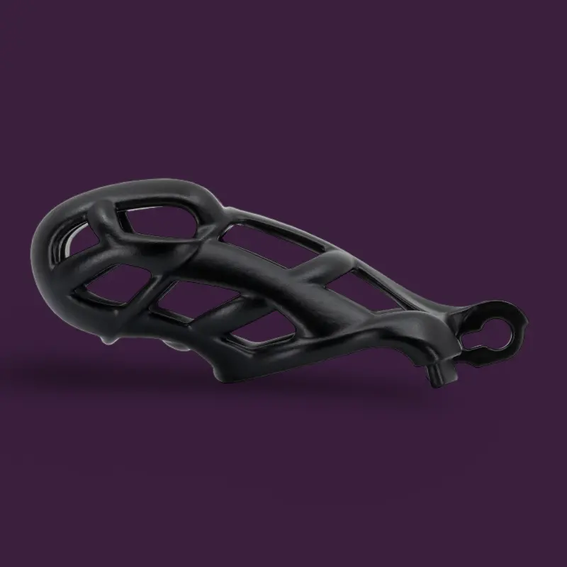 KINK3D Cobra N+ Chastity Cage, open, 2.5-3", 3D printed | Dark-Ink