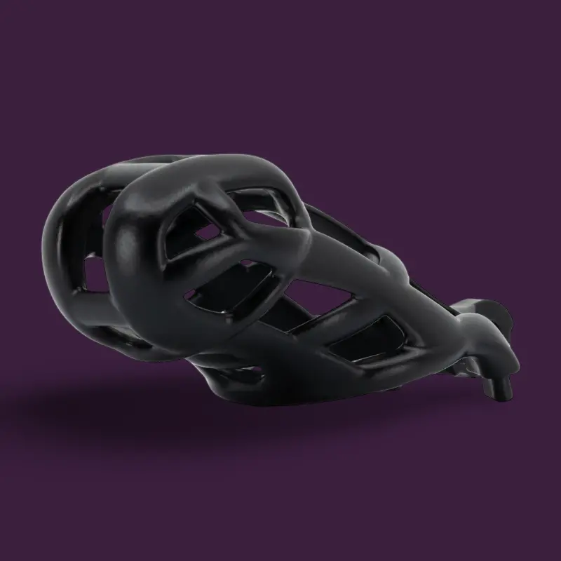 KINK3D Cobra N+ Chastity Cage, open, 2.5-3", 3D printed | Dark-Ink