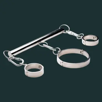 DARKLINE Steel Bondage Yoke, Collar, Cuffs & Bar Set | Dark-Ink