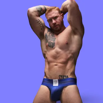 Jockstrap CB13 Tight End 3" Royal Blue, cintura ancha sport | Dark-Ink