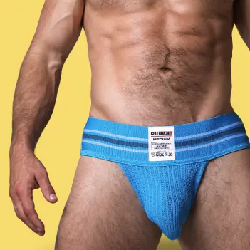 CB13 Tight End 3" Jockstrap Hellblau, Streifenbund mid-rise | Dark-Ink