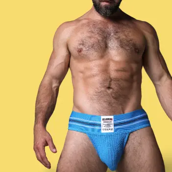 CB13 Tight End 3" Jockstrap Hellblau, Streifenbund mid-rise | Dark-Ink