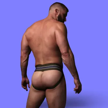 CB13 Tight End 3" Jockstrap Army Green, mid-rise waistband | Dark-Ink