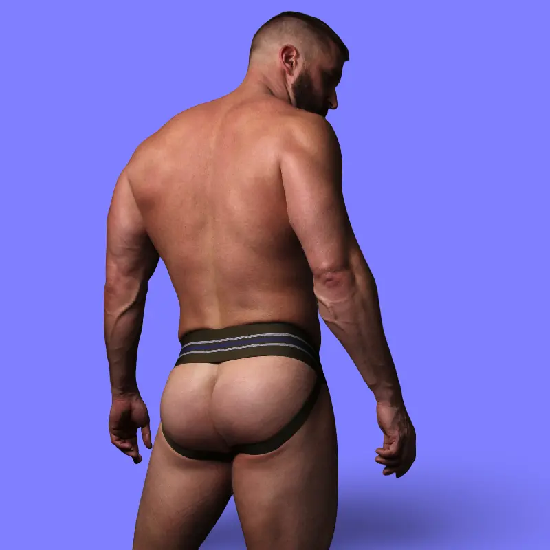 CB13 Tight End 3" Jockstrap Army Green, mid-rise waistband | Dark-Ink