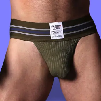 Jockstrap CB13 Tight End 3" Army Green, cintura mid-rise | Dark-Ink