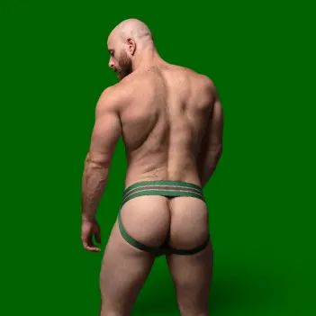 Jockstrap CB13 Tight End 3" Verde Hunter, cintura mid-rise | Dark-Ink