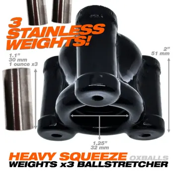 Oxballs Heavy Squeeze Hodenstrecker, 3 Stahlgewichte | Dark-Ink