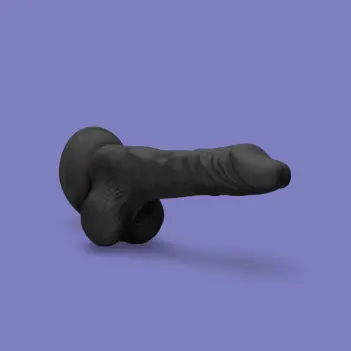 Consolador con testículos RealRock 9" sin curva TPE | Dark-Ink