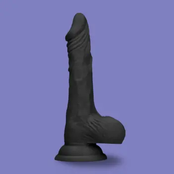 Gode réaliste avec boules RealRock 9" fût droit 23,7 cm | Dark-Ink