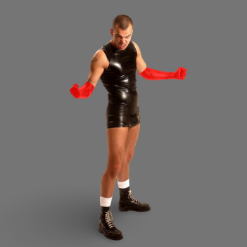Red Elbow-Length Rubber Gloves