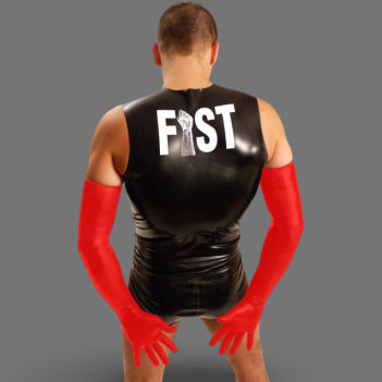 Shoulder-Length Rubber Gloves – Red