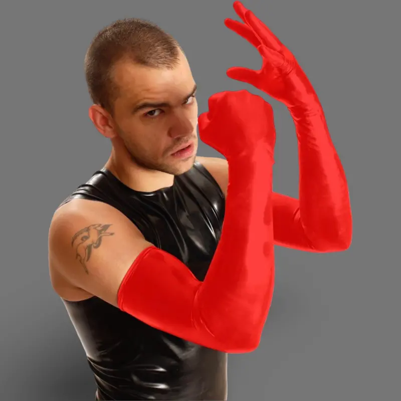 FIST UK Red Shoulder Latex Gloves for Fisting, 4 Sizes | Dark-Ink