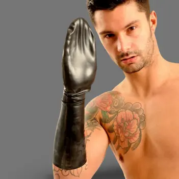 FIST UK Elbow-Length Latex Fisting Mitten, 2 Sizes | Dark-Ink