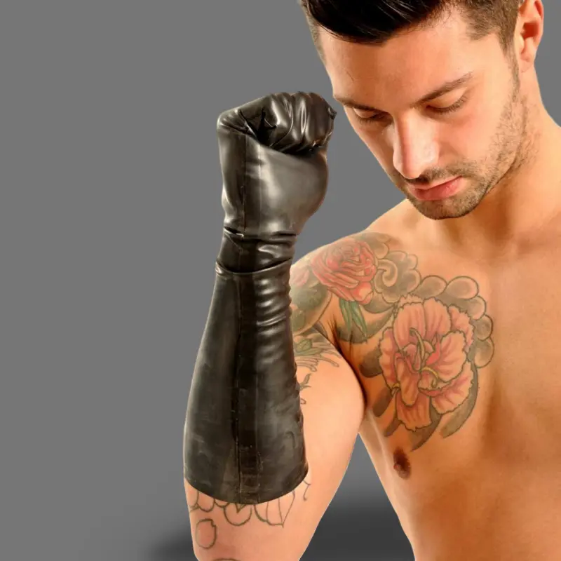 Mitón fisting látex hasta el codo FIST UK, 2 tallas | Dark-Ink