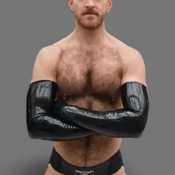 Gants latex épaule Mister B, sans coutures, 4 tailles | Dark-Ink