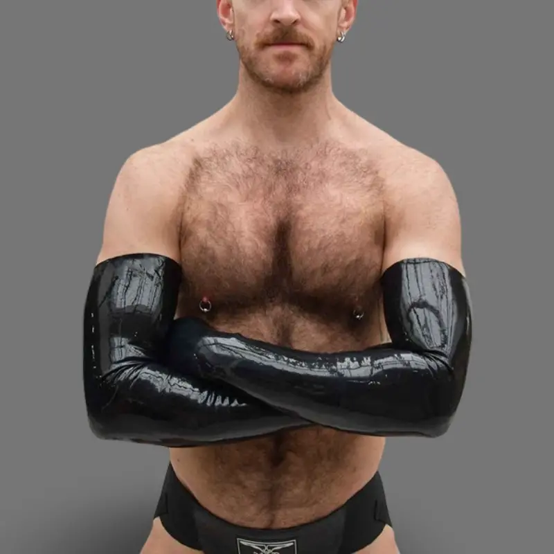 Gants latex épaule Mister B, sans coutures, 4 tailles | Dark-Ink