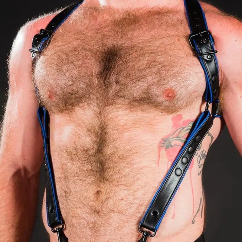 Leder-Harness Hunter 2.0 Mr S Leather, breite Riemen | Dark-Ink