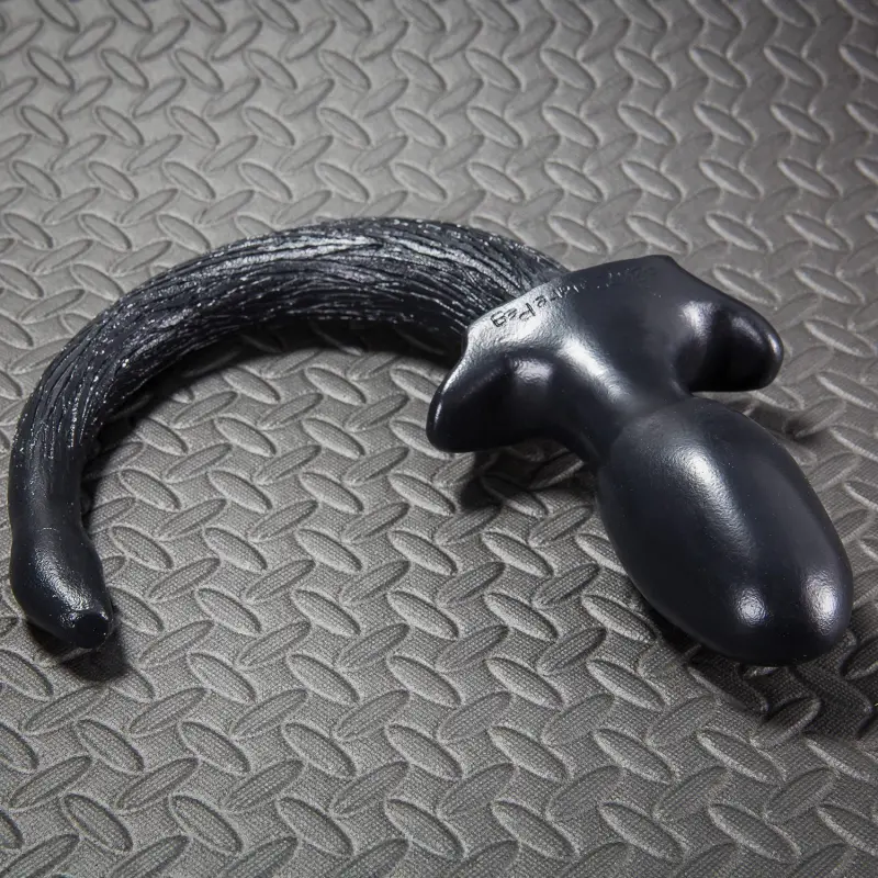 Queue puppy tail plug Square Peg en silicone, M/L/XL | Dark-Ink