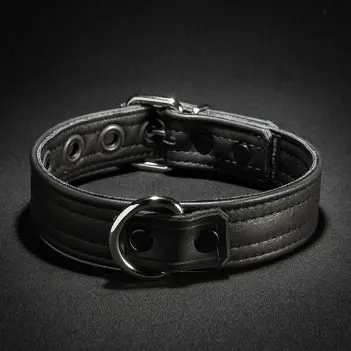 Collar puppy Mr-S-Leather cuero, poste de bloqueo integrado | Dark-Ink