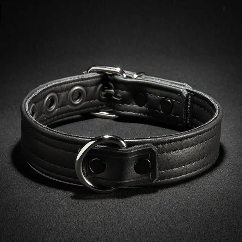 Collar puppy Mr-S-Leather cuero, poste de bloqueo integrado | Dark-Ink