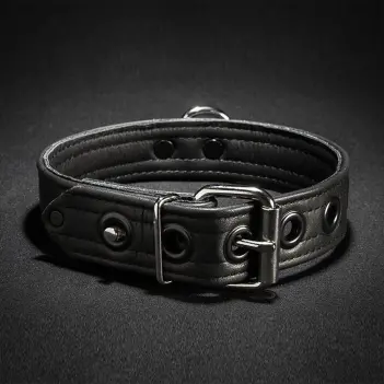 Collar puppy Mr-S-Leather cuero, poste de bloqueo integrado | Dark-Ink