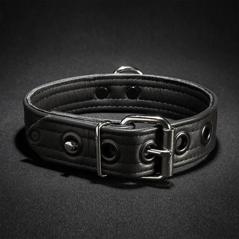 Collar puppy Mr-S-Leather cuero, poste de bloqueo integrado | Dark-Ink