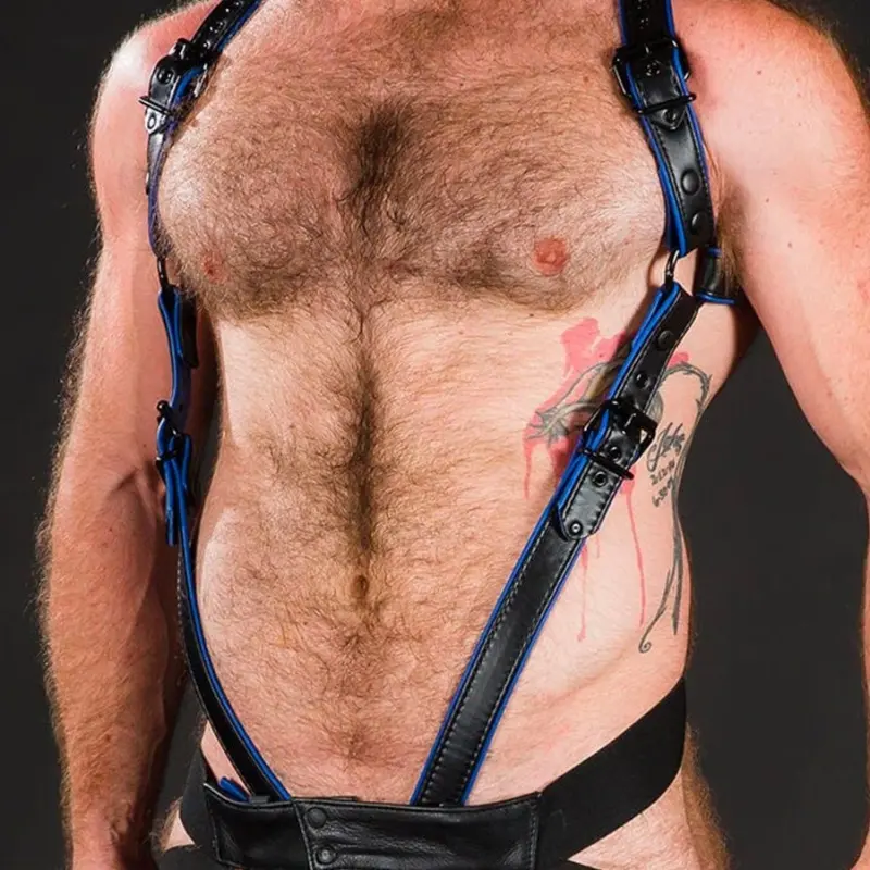 Leder-Harness Hunter 2.0 Mr S Leather, breite Riemen | Dark-Ink