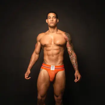 CB13 Tight End 3" Jockstrap Orange, Mid-Rise-Bund | Dark-Ink