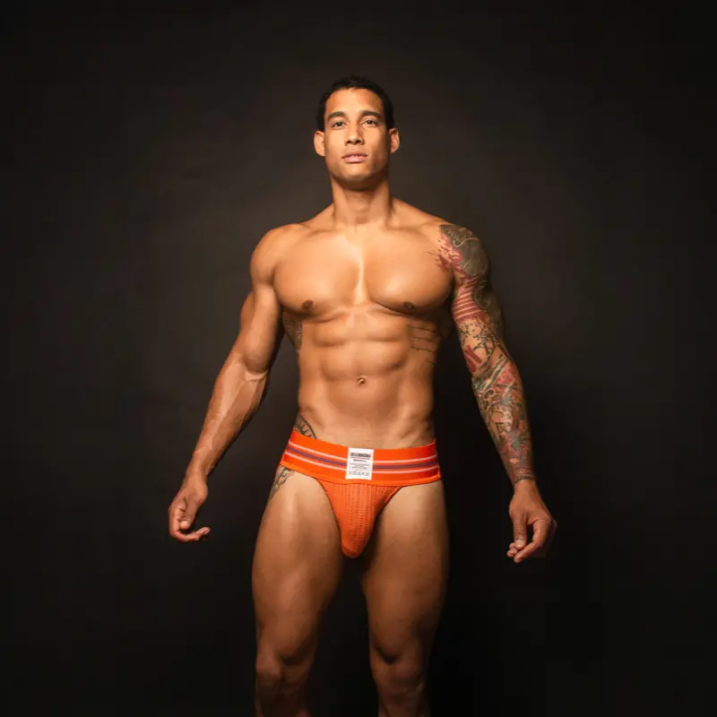 CB13 Tight End 3" Jockstrap Orange, Mid-Rise-Bund | Dark-Ink