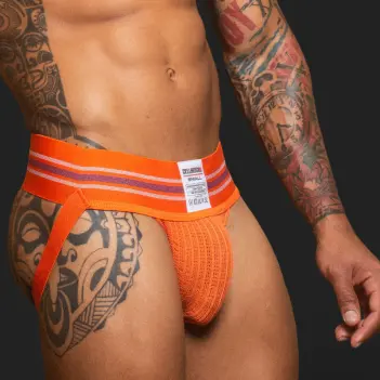 Jockstrap CB13 Tight End 3" Naranja, cintura mid-rise | Dark-Ink