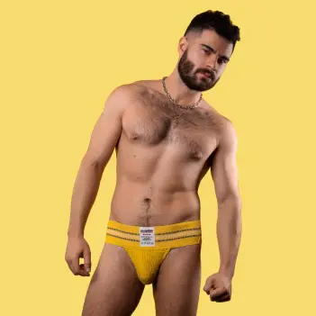 CB13 Tight End 3" Jockstrap Gelb, Beutel mit Mittelnaht | Dark-Ink