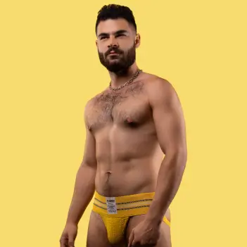 Jockstrap CB13 Tight End 3" Amarillo, costura central | Dark-Ink