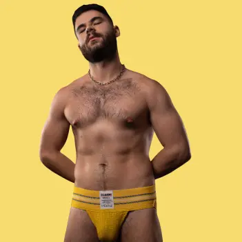Jockstrap CB13 Tight End 3" Amarillo, costura central | Dark-Ink