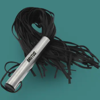 BRUTUS Leder Flogger Large, 36 Riemen, Stahlgriff | Dark-Ink