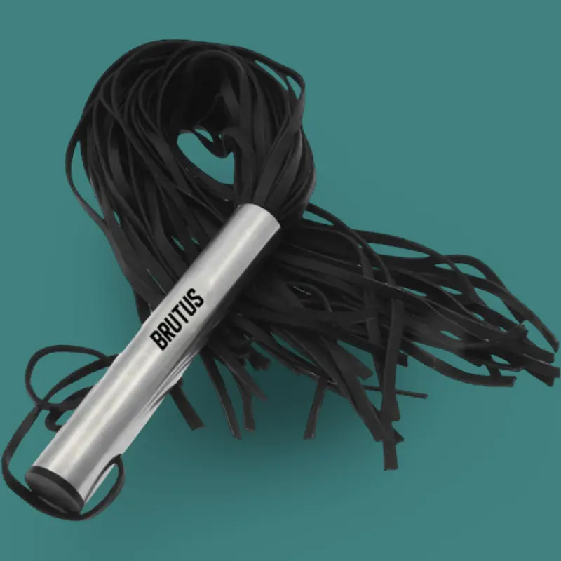 Flogger de cuero BRUTUS Large, 36 tiras, mango de acero | Dark-Ink